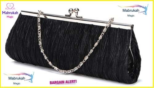 ***LIMITED STOCK OFFER***VERSATILE BLACK EXQUISITE & EVER STYLISH LADIES EVENING SATIN CLUTCH BAG***