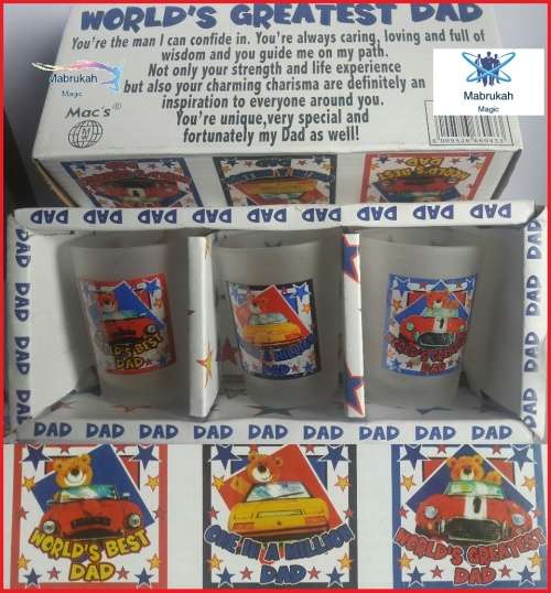 ***ONLY R1 BID INCREMENTS***SET OF 3 GREATEST DAD GLASS FROSTED SHOTS GLASSES***BID PER SET OF 3***