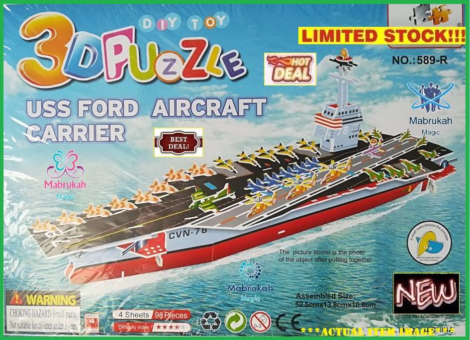 ***ONLY R1 BID INCREMENTS***98 PCS USS FORD AIRCRAFT CARRIER 3D PUZZLE***FESTIVE DEAL!!!