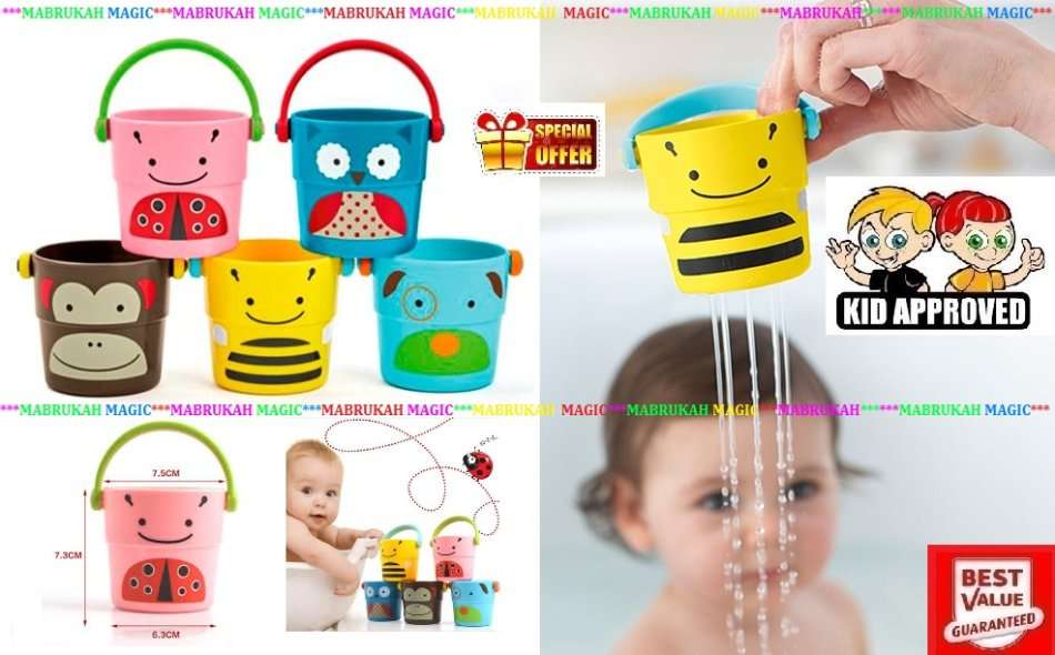 ***PLEASE READ FULLY***FUN ZOO STACK N POUR BUCKETS***SIZZLING DEAL!!!BID PER ITEM!!!