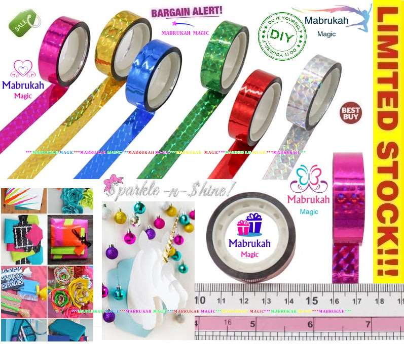 *BACK TO SCHOOL*30 M PACK OF 6 PRISM HOLOGRAM ADHESIVE TAPE***SIZZLING DEAL!!!BID PER 6 PACK!