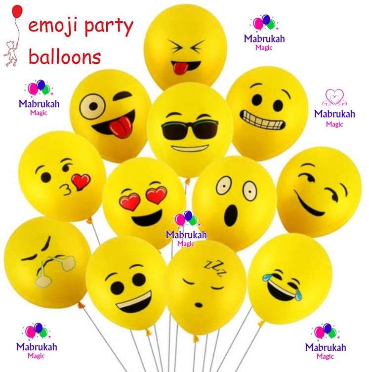 *LOW SHIPPING TOO**MIX PACK OF 10 EMOJI BALLOONS***FUN DEAL!!!BID PER PACK OF 10!!!