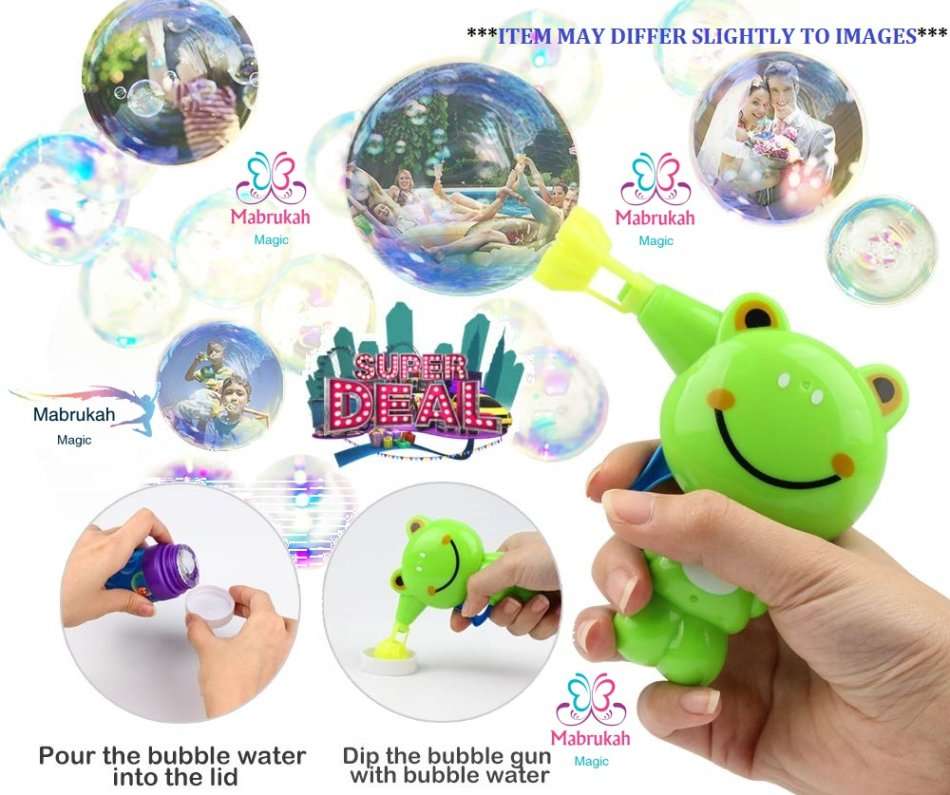 ***3 ON AUCTION***SUPER FUN***FROG BUBBLE GUN + BUBBLES***BID PER ITEM***