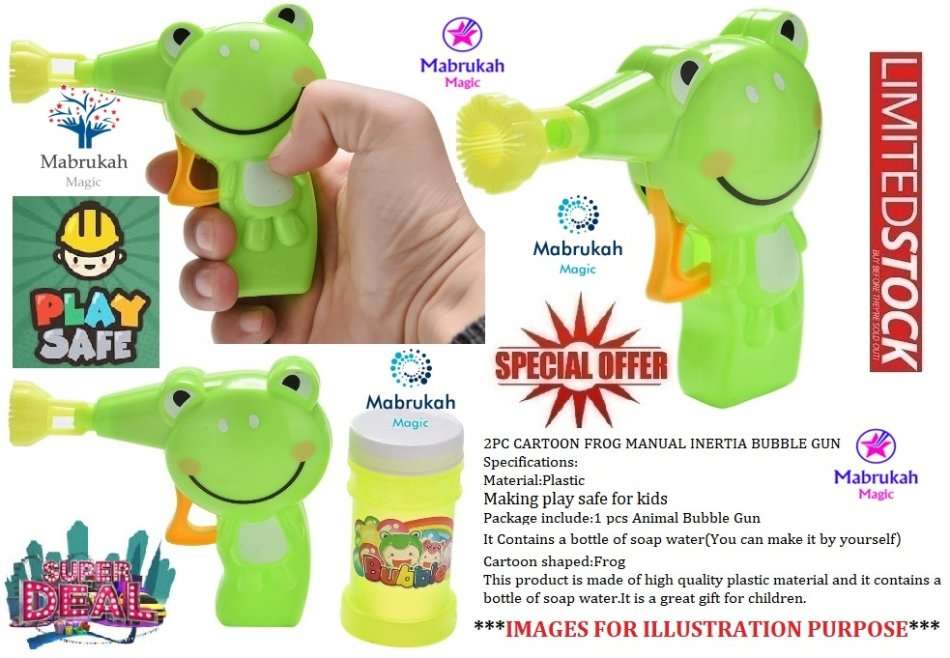 ***3 ON AUCTION***SUPER FUN***FROG BUBBLE GUN + BUBBLES***BID PER ITEM***