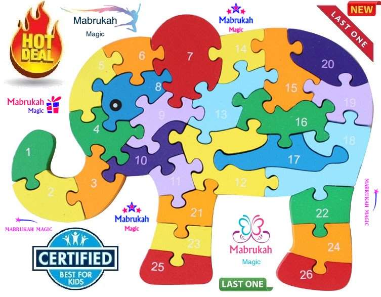 **26 PC 3D WOODEN PUZZLE**ELEPHANT LETTERS & NUMBERS**MAKING LEARNING FUN**LAST 1 IN STOCK!!!