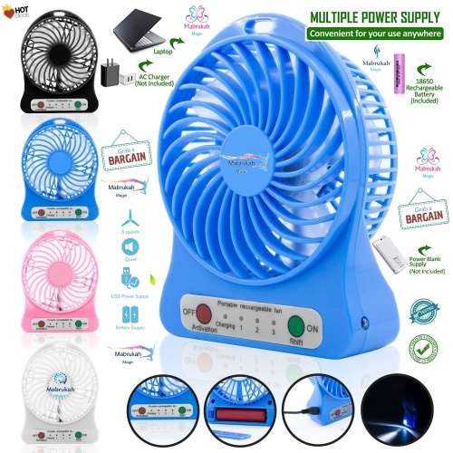 *PORTABLE MULTI FUNCTIONAL RECHARGEABLE BATTERY OPERATED MINI DESKTOP FAN WITH LIGHT!BUY PER ITEM!