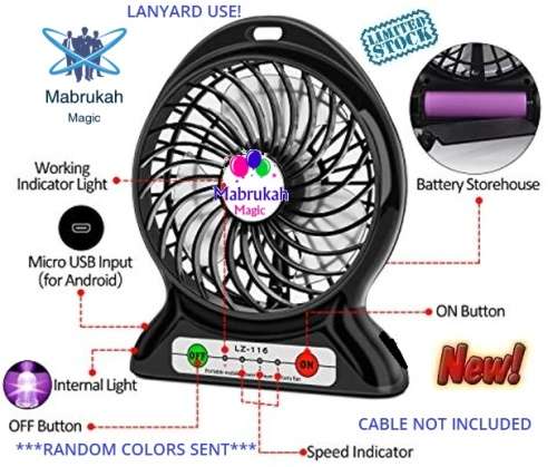 *PORTABLE MULTI FUNCTIONAL RECHARGEABLE BATTERY OPERATED MINI DESKTOP FAN WITH LIGHT!BUY PER ITEM!
