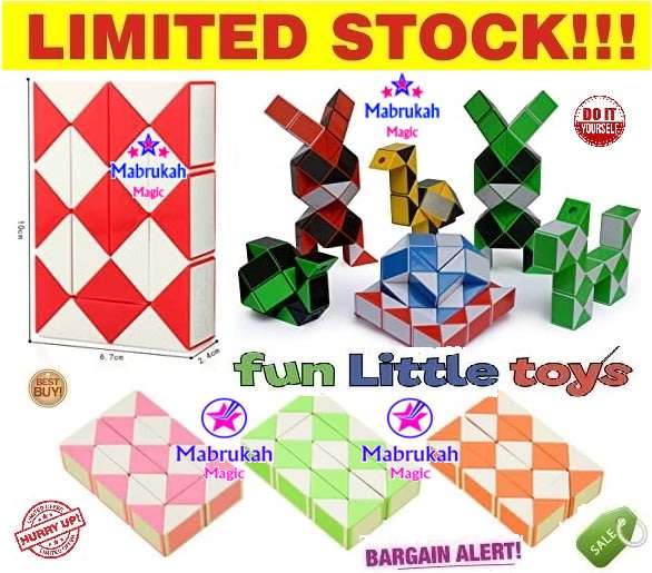 ***AMAZING RUBIKS SNAKE CUBE***RANDOM COLOR AS PER STOCK***BID PER ITEM!!!
