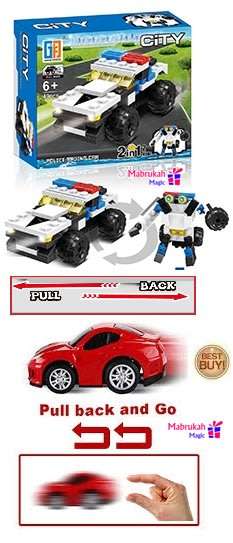 *49pc CITY POLICE TRACTION CAR/ROBOT MINI LEGO TYPE BLOCK SET*2 in 1*BUILD IT,RACE IT**BID PER ITEM!