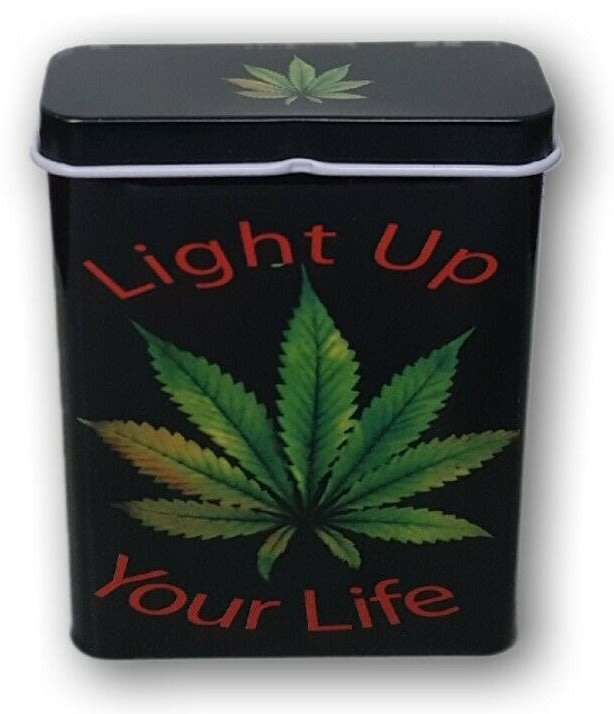 **LAST 2 ON AUCTION**Light UP Your Life Leaf Design Tobacco Cigarette Stash Tin Box***BID PER ITEM**