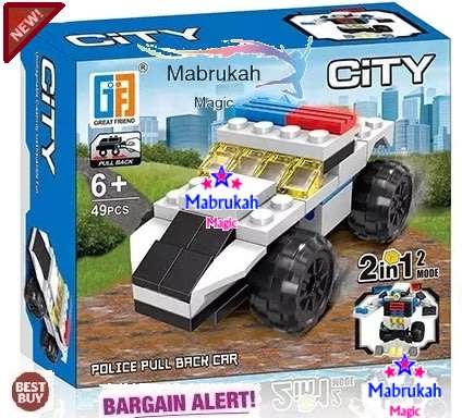 *49pc CITY POLICE TRACTION CAR/ROBOT MINI LEGO TYPE BLOCK SET*2 in 1*BUILD IT,RACE IT**BID PER ITEM!