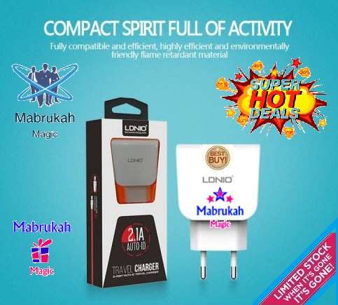 *CLEARANCE*LDNIO 2.1A 2 PORT AUTO ID TRAVEL CHARGER WITH IOS CABLE***BID PER ITEM!!!