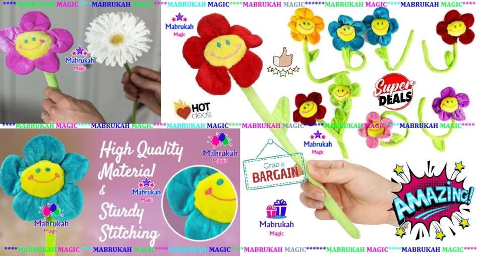 *CLEARANCE*25 ON AUCTION*ADORABLE PLUSH SMILEY FACES FLOWERS WITH BENDABLE STEM*BID PER FLOWER*