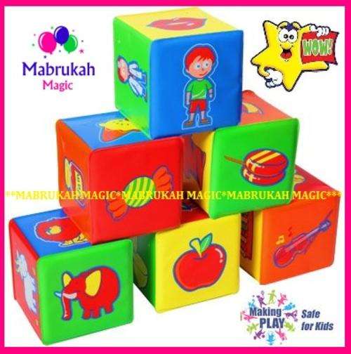 ***NEW TO BOB***FABULOUS QUALITY***LEARN N' PLAY 6 PCS PRINTED SOFT CUBES***