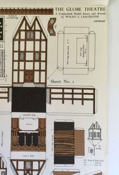 Shakespeare`s Globe Theatre: A Conjectural Cut-Out Model, Waldo S Lanchester. Softcover (1980)