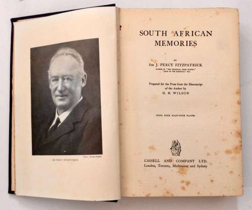 South African Memories - Sir J Percy Fitzpatrick. Hardcover no dj. 1st Ed. 1932