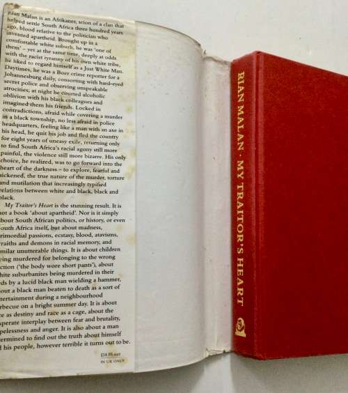 My Traitor`s Heart - Rian Malan. Hardcover w dj. 1st Ed. 1990