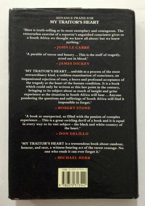 My Traitor`s Heart - Rian Malan. Hardcover w dj. 1st Ed. 1990