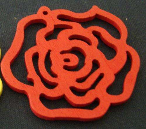 45mm Cut-out Wooden Rose Decorations - Assorted Random Colours