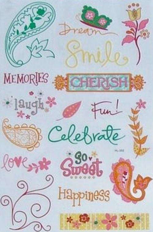 230mm x 150mm Sheet of Rub-On Transfers "MEMORIES"