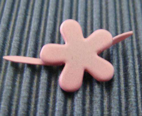14mm Pink Flower Brad Pins (Sold per Pack of 6 Pieces)