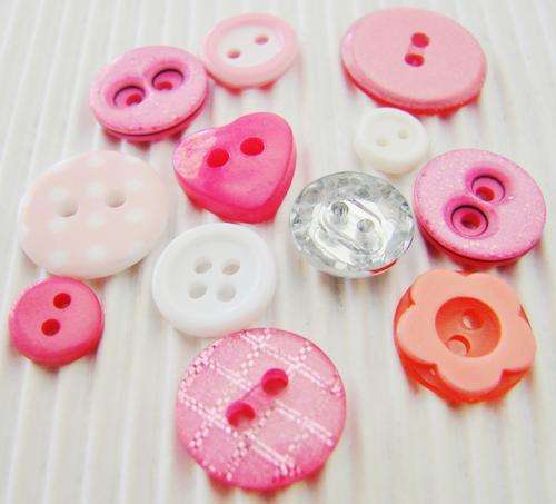 Pink & White Button Mix, 6g (Sold in Pack of Not Less than 18 Buttons)