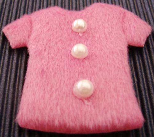 55mm x 60mm Pink Fabric Blouse with Pearl Coloured Buttons