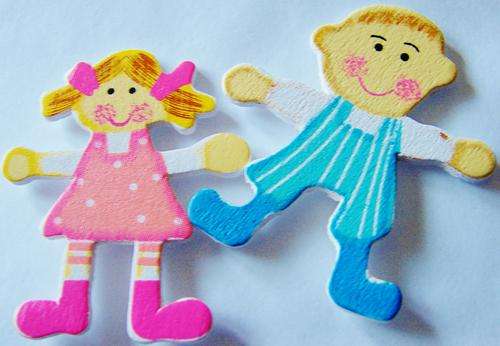 Set of Wood-Cut Boy & Girl Embellishments (2 Pieces per Set)