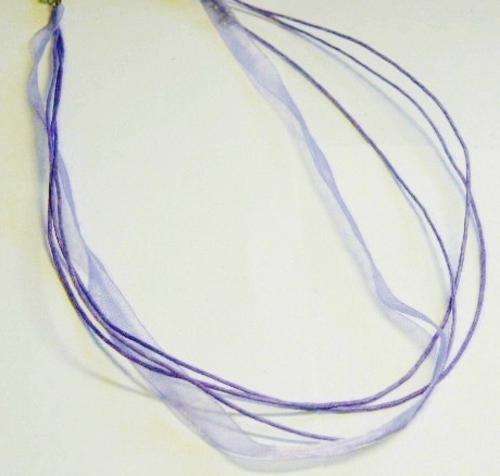 40cm Lilac Ribbon & Rope Necklace with Silvertone Extension Chain & Clasp
