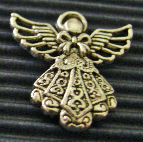 26mm Silvertone Charm, Angel with Filigree Detail