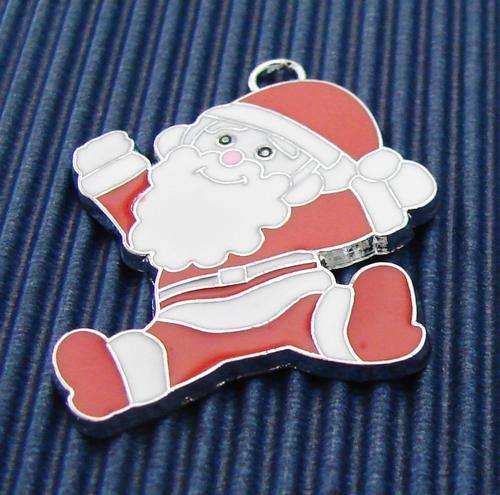 Red and White Enamel Santa Charm (1)