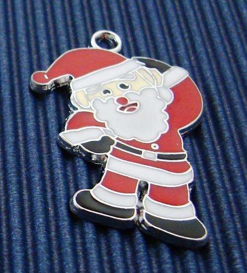 Red and White Enamel Santa Charm