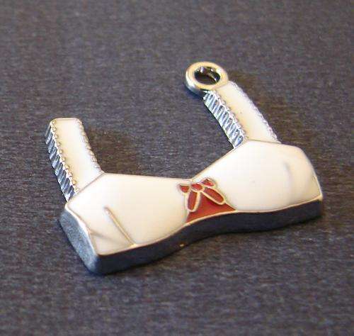22mm Bikini Top Charm, White with Red and Silver Detail