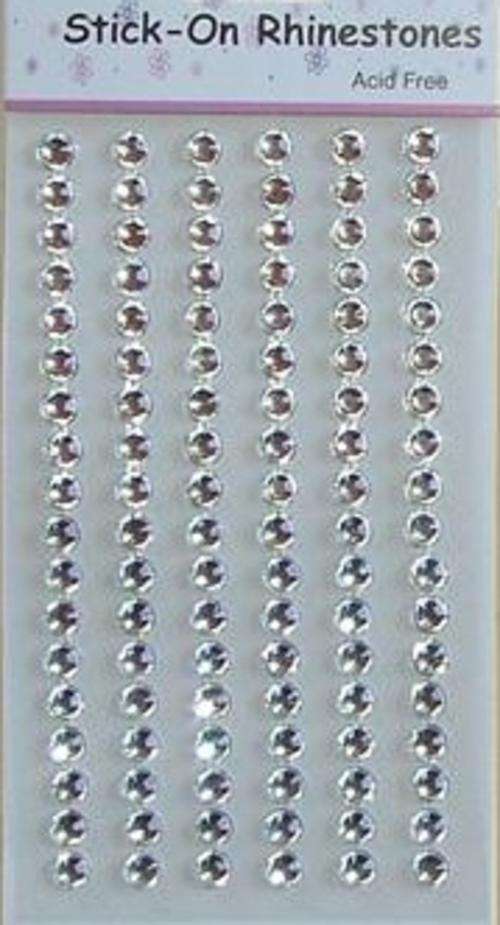 Sheet of 6mm Round Silver Stick-on Rhinestones