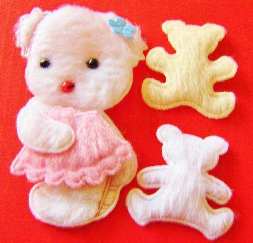 Set of Teddy Fabric Embellishments (3 Pieces per Set)