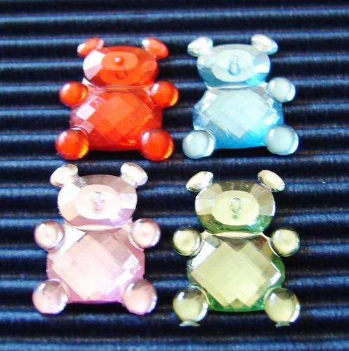 Pack of 15mm Teddy Bear Rhinestones, Assorted Colours (20 Pieces per Pack)