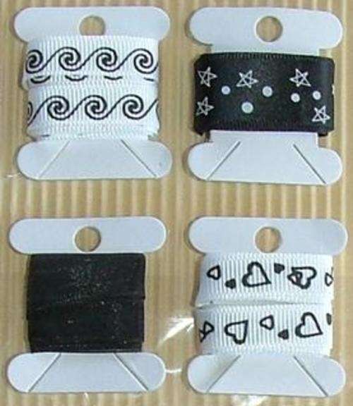 4 x 1 Meter Black Mix & Match Ribbons