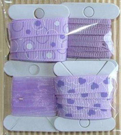 4 x 1 Meter Lilac Mix & Match Ribbons