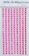 Sheet of 4mm Round Cerise Stick-On Rhinestones