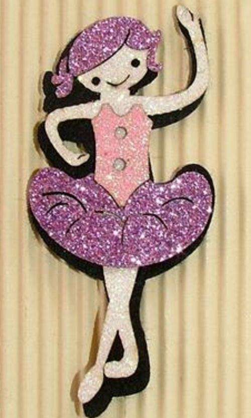 Ballerina Embellishment, Fabric, 70mm x 32mm, Pink/Purple