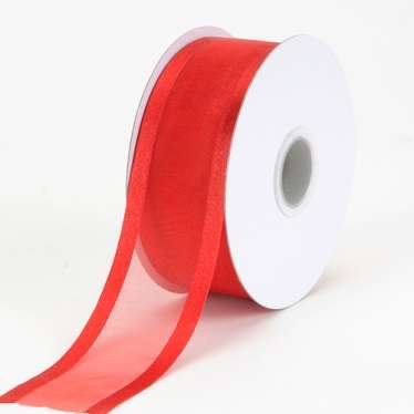 10mm Red Orangza Ribbon with Thin Satin Edging (Sold by the Meter)