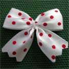HUGE SALE - 50% OFF - WHITE RIBBON BOW WITH RED DOTS
