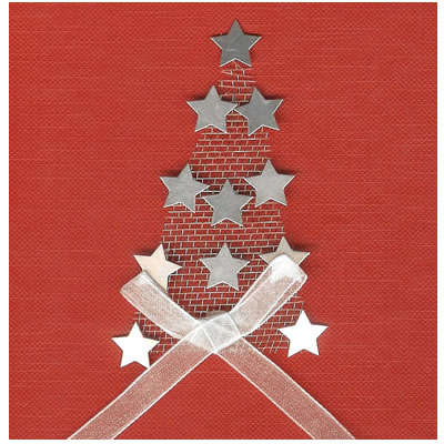 Handmade Mesh Christmas Tree with Stars and Organza Ribbon Bow