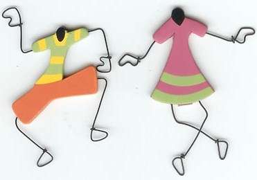 Wood-cut FUNKY DANCING KIDS (2 Pieces)
