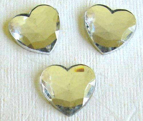 11mm Silver Heart Rhinestones - Pack of 10 Pieces