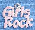 Silver Plated Pink "Girl's Rock" Charm