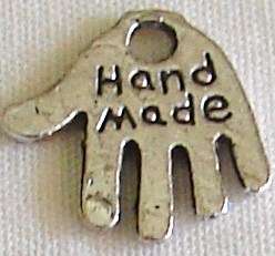 "Hand Made" Charm, 12mm - Sold in Pack of 5 Pieces