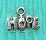 HOPE Charm, Metal, Antique Silver, 13mmx10mm (Sold Individually)