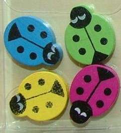 LADYBIRD Beads, Wood, Assorted colours (5 Pieces per pack)