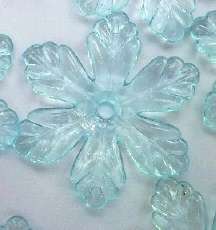Acrylic Flower Bead, Blue, 25mm (5 Pieces per pack)